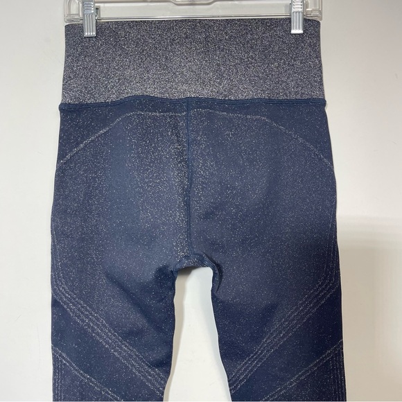 Athleta Twilight Tight Navy Sparkly Silver Metallic High Waisted Leggings Size L - Picture 11 of 15
